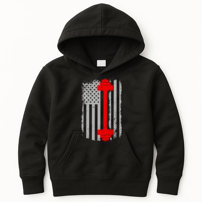 Vintage American Weight Training Flag Kids Hoodie