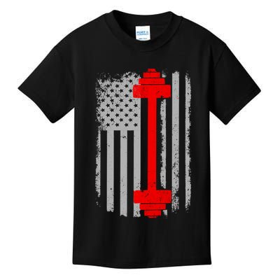 Vintage American Weight Training Flag Kids T-Shirt