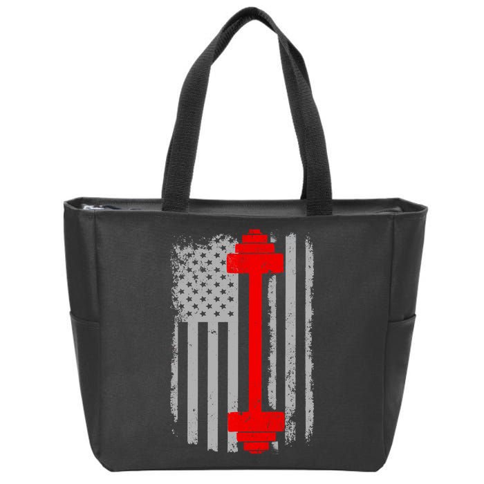 Vintage American Weight Training Flag Zip Tote Bag