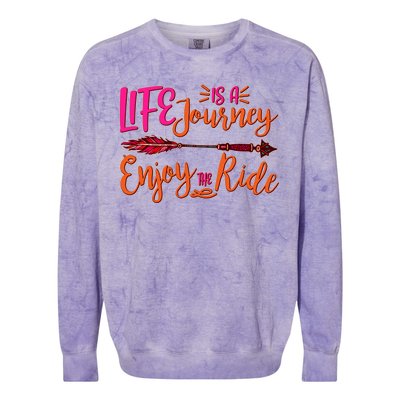 Vintage Arrow Life Is A Journey Enjoy The Ride Colorblast Crewneck Sweatshirt