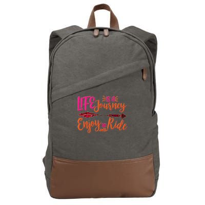 Vintage Arrow Life Is A Journey Enjoy The Ride Cotton Canvas Backpack