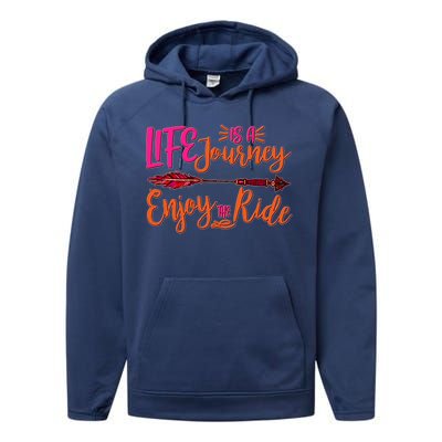 Vintage Arrow Life Is A Journey Enjoy The Ride Performance Fleece Hoodie