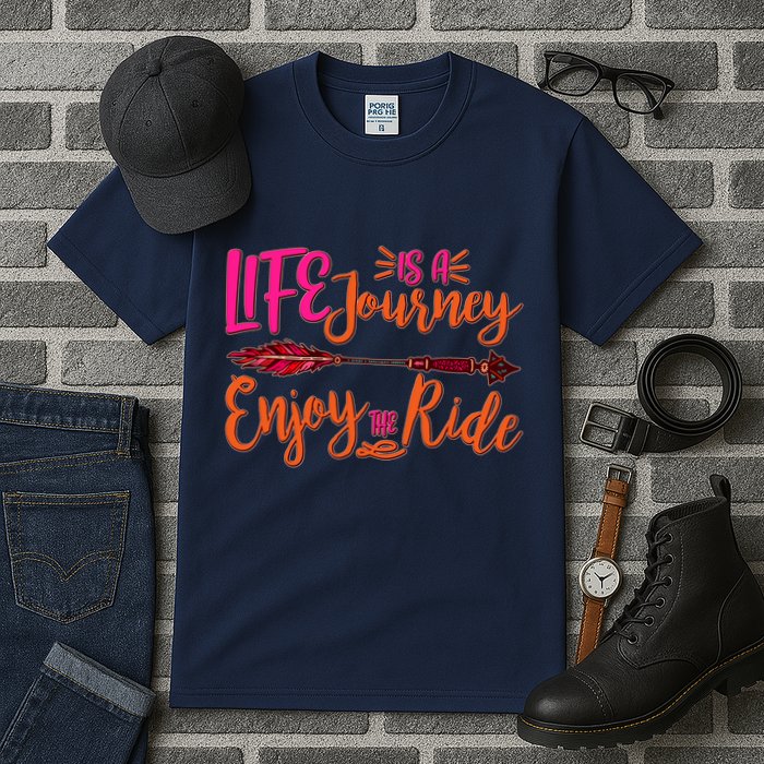 Vintage Arrow Life Is A Journey Enjoy The Ride Tall T-Shirt