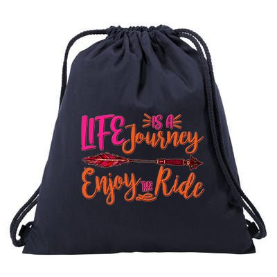 Vintage Arrow Life Is A Journey Enjoy The Ride Drawstring Bag