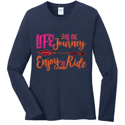 Vintage Arrow Life Is A Journey Enjoy The Ride Ladies Long Sleeve Shirt