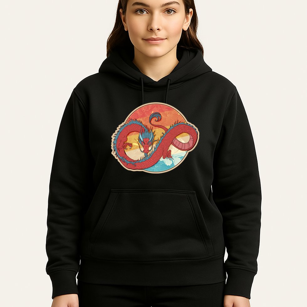 Vintage Asian Dragon Emblem Hoodie