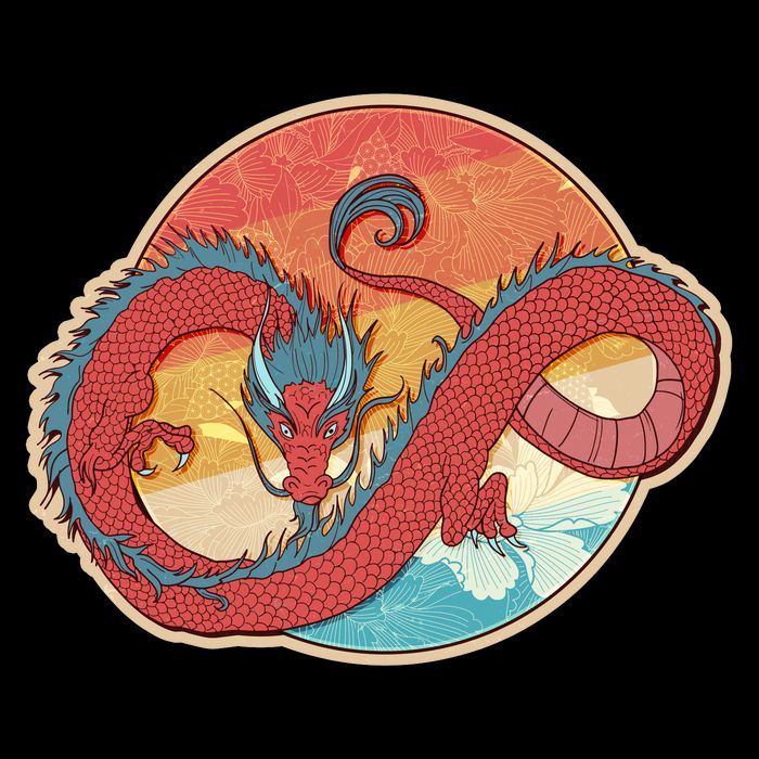 Vintage Asian Dragon Emblem Hoodie