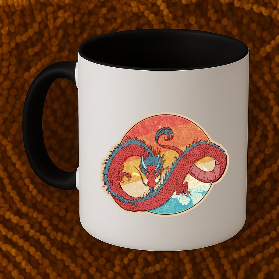Vintage Asian Dragon Emblem Mug