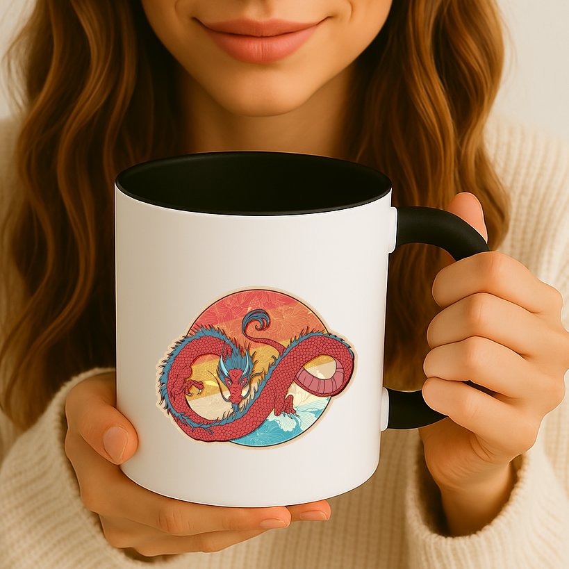 Vintage Asian Dragon Emblem Mug