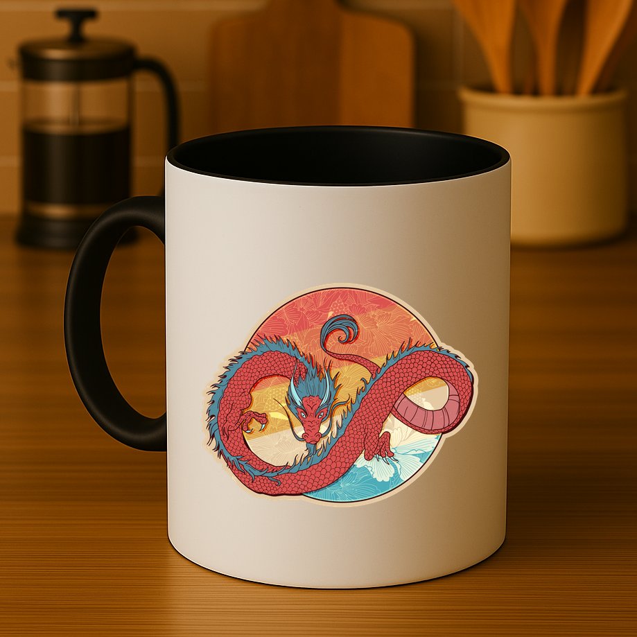 Vintage Asian Dragon Emblem Mug