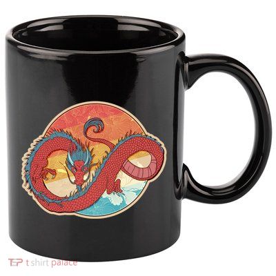 Vintage Asian Dragon Emblem 11oz C Handle Ceramic Mug