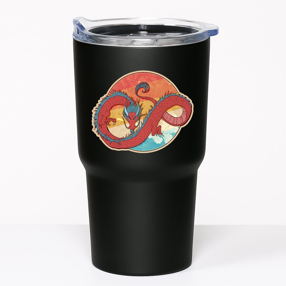 Vintage Asian Dragon Emblem Tumbler