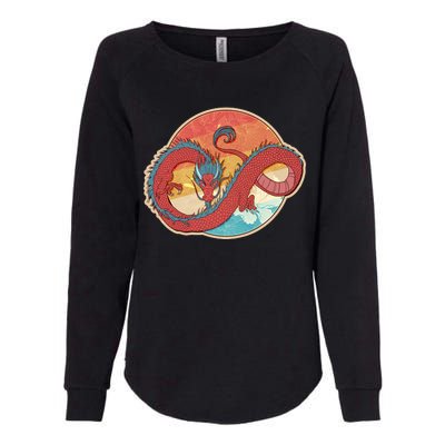 Vintage Asian Dragon Emblem Womens California Wash Sweatshirt