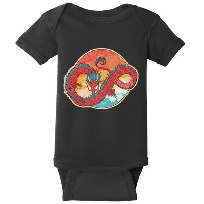 Vintage Asian Dragon Emblem Baby Bodysuit