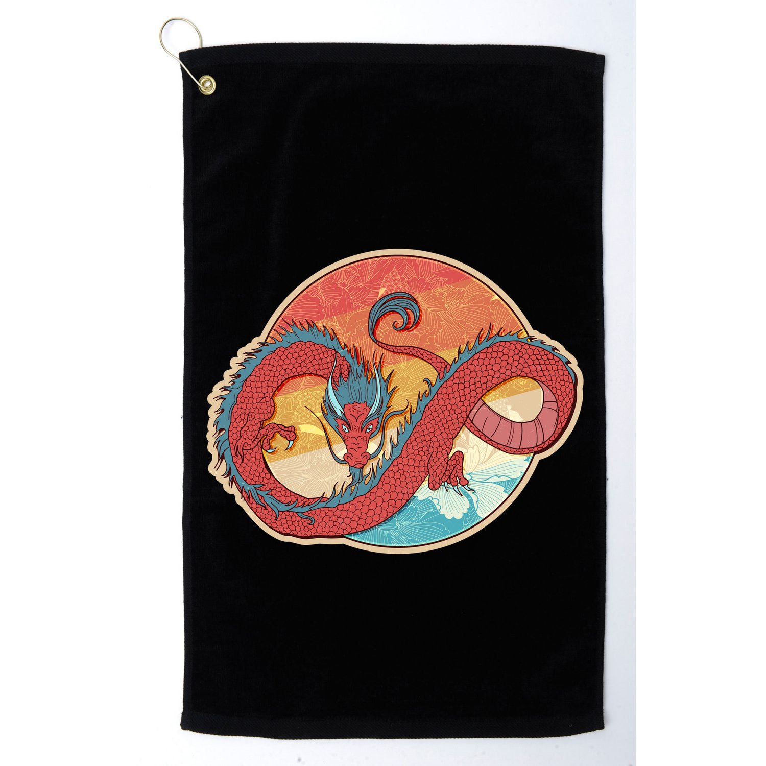 Vintage Asian Dragon Emblem Golf Towel