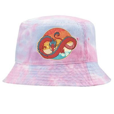 Vintage Asian Dragon Emblem Tie-Dyed Bucket Hat