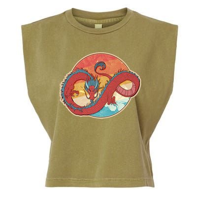 Vintage Asian Dragon Emblem Garment-Dyed Women's Muscle Tee