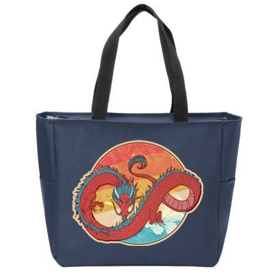 Vintage Asian Dragon Emblem Zip Tote Bag