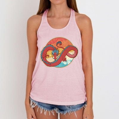 Vintage Asian Dragon Emblem Women's Knotted Racerback Tank