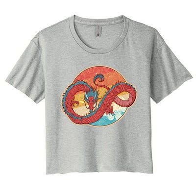 Vintage Asian Dragon Emblem Women's Crop Top Tee