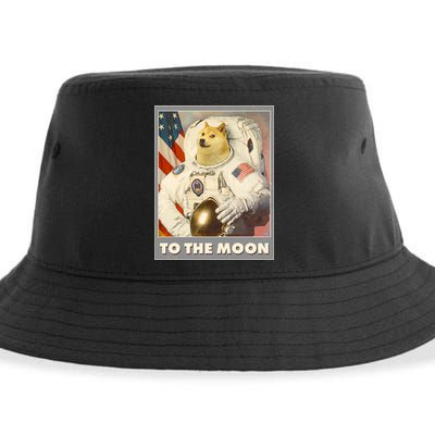 Vintage Astronaut Doge To The Moon Meme Sustainable Bucket Hat