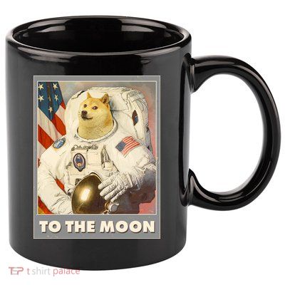 Vintage Astronaut Doge To The Moon Meme 11oz C Handle Ceramic Mug