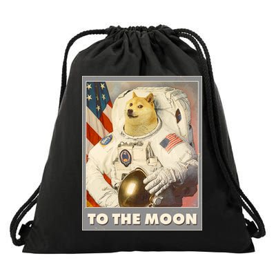 Vintage Astronaut Doge To The Moon Meme Drawstring Bag