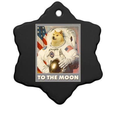 Vintage Astronaut Doge To The Moon Meme Ceramic Star Ornament