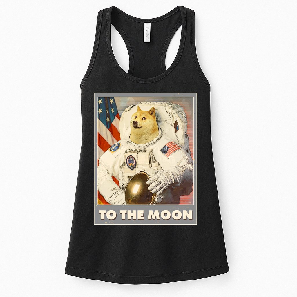 Vintage Astronaut Doge To The Moon Meme Womens Tank Top