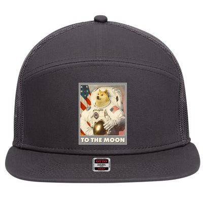Vintage Astronaut Doge To The Moon Meme 7 Panel Mesh Trucker Snapback Hat