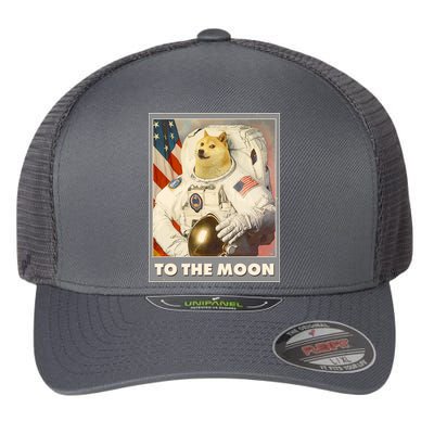 Vintage Astronaut Doge To The Moon Meme Flexfit Unipanel Trucker Cap