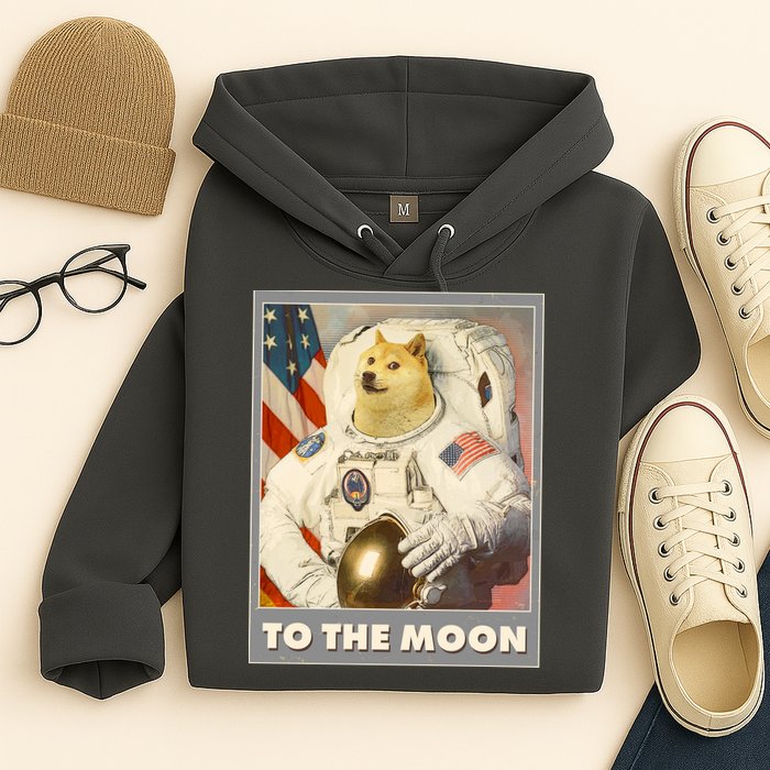 Vintage Astronaut Doge To The Moon Meme Hoodie