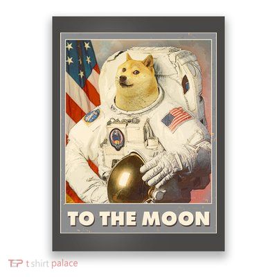 Vintage Astronaut Doge To The Moon Meme Poster