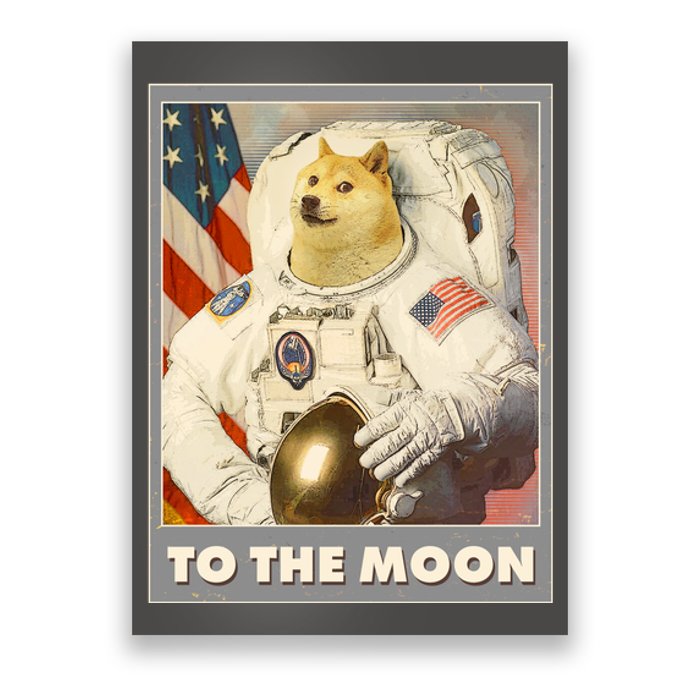 Vintage Astronaut Doge To The Moon Meme Poster