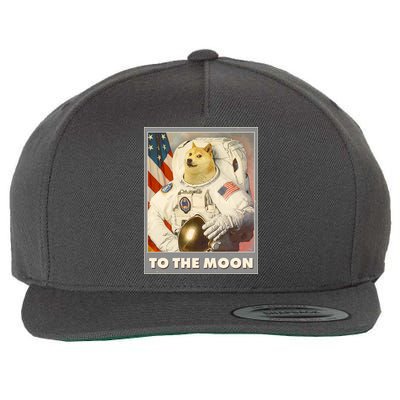 Vintage Astronaut Doge To The Moon Meme Wool Snapback Cap