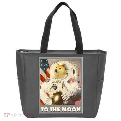 Vintage Astronaut Doge To The Moon Meme Zip Tote Bag