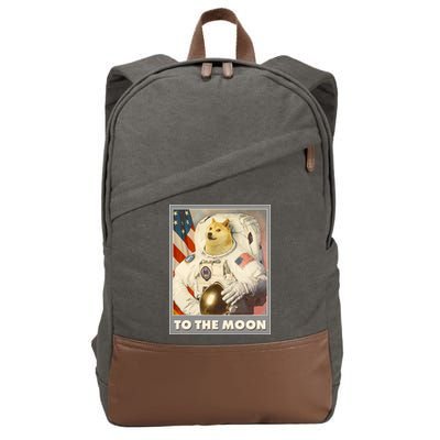 Vintage Astronaut Doge To The Moon Meme Cotton Canvas Backpack