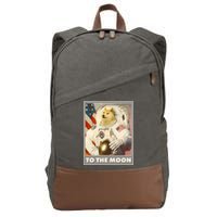 Vintage Astronaut Doge To The Moon Meme Cotton Canvas Backpack