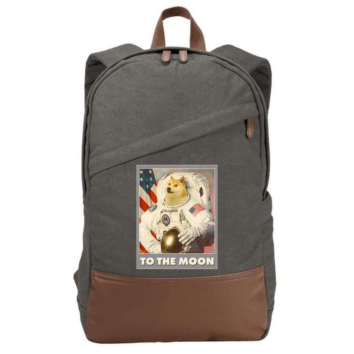 Vintage Astronaut Doge To The Moon Meme Cotton Canvas Backpack