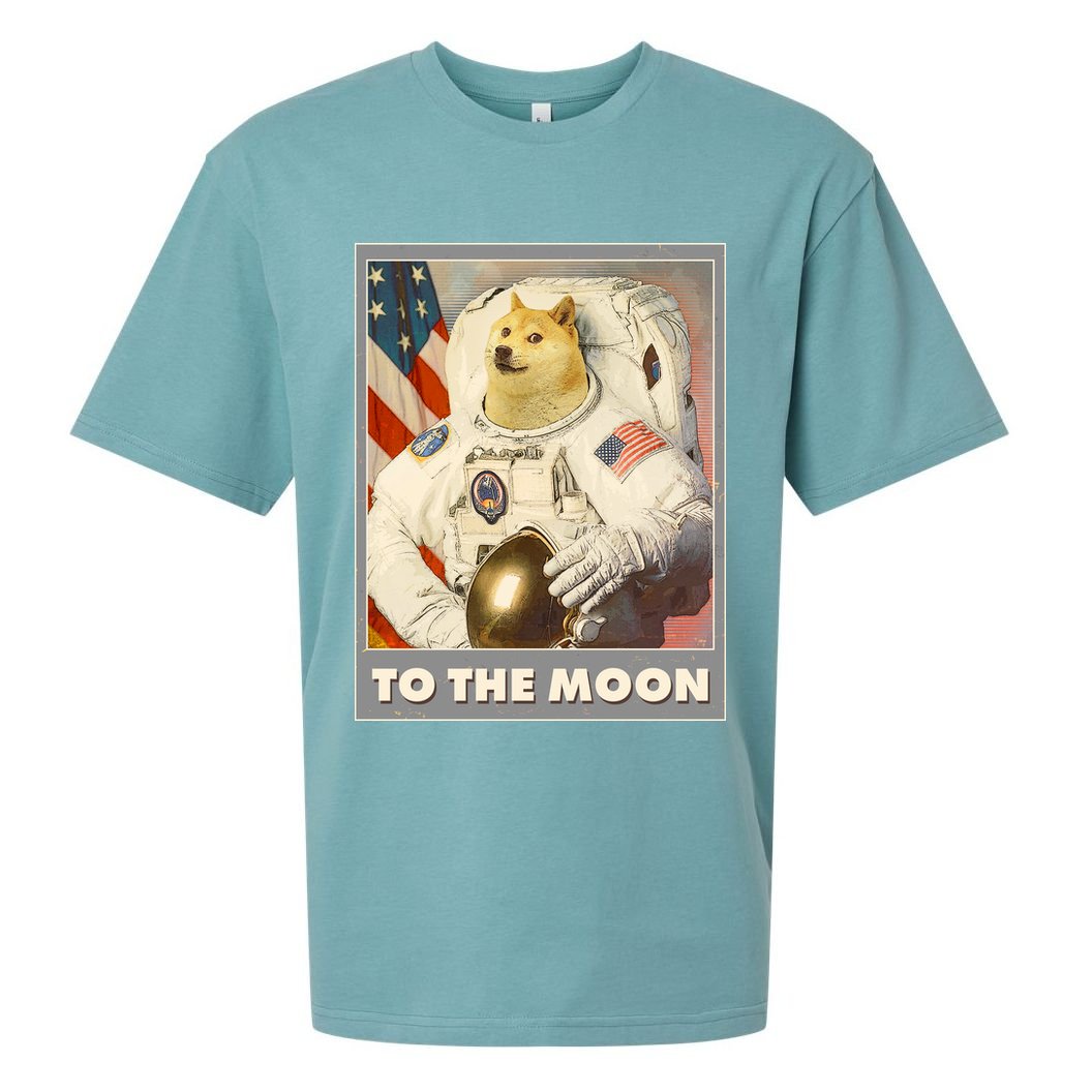 Vintage Astronaut Doge To The Moon Meme Sueded Cloud Jersey T-Shirt