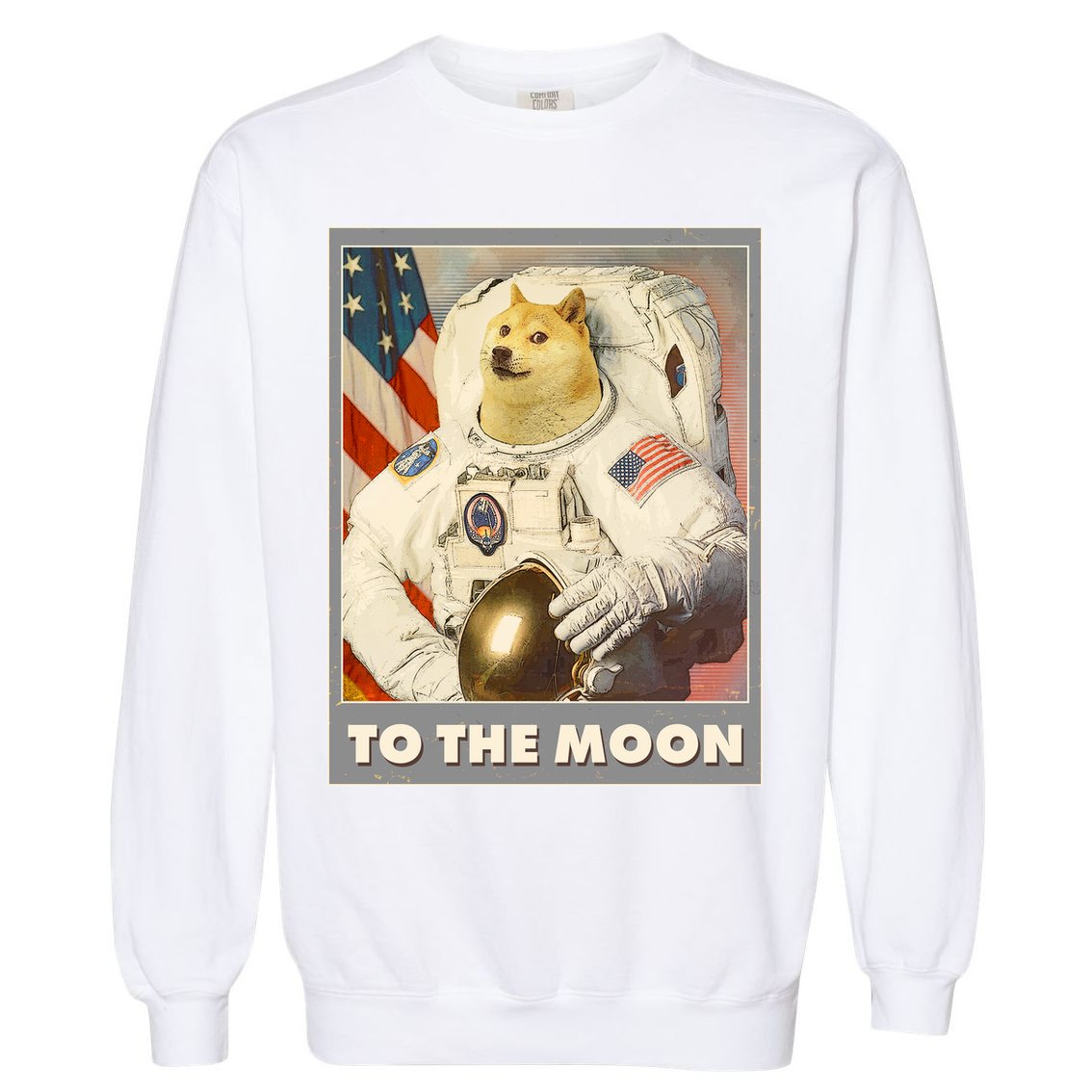 Vintage Astronaut Doge To The Moon Meme Garment-Dyed Sweatshirt