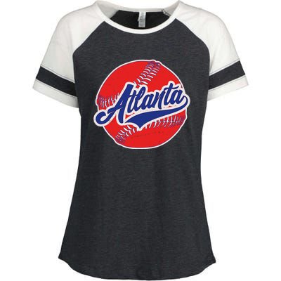 Vintage Atlanta Baseball Sports Logo Enza Ladies Jersey Colorblock Tee