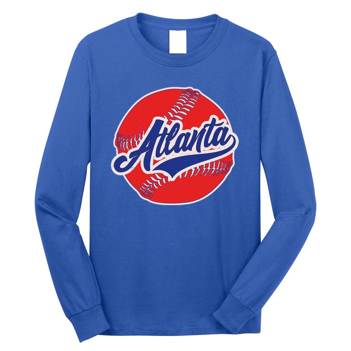 Vintage Atlanta Baseball Sports Logo Long Sleeve Shirt