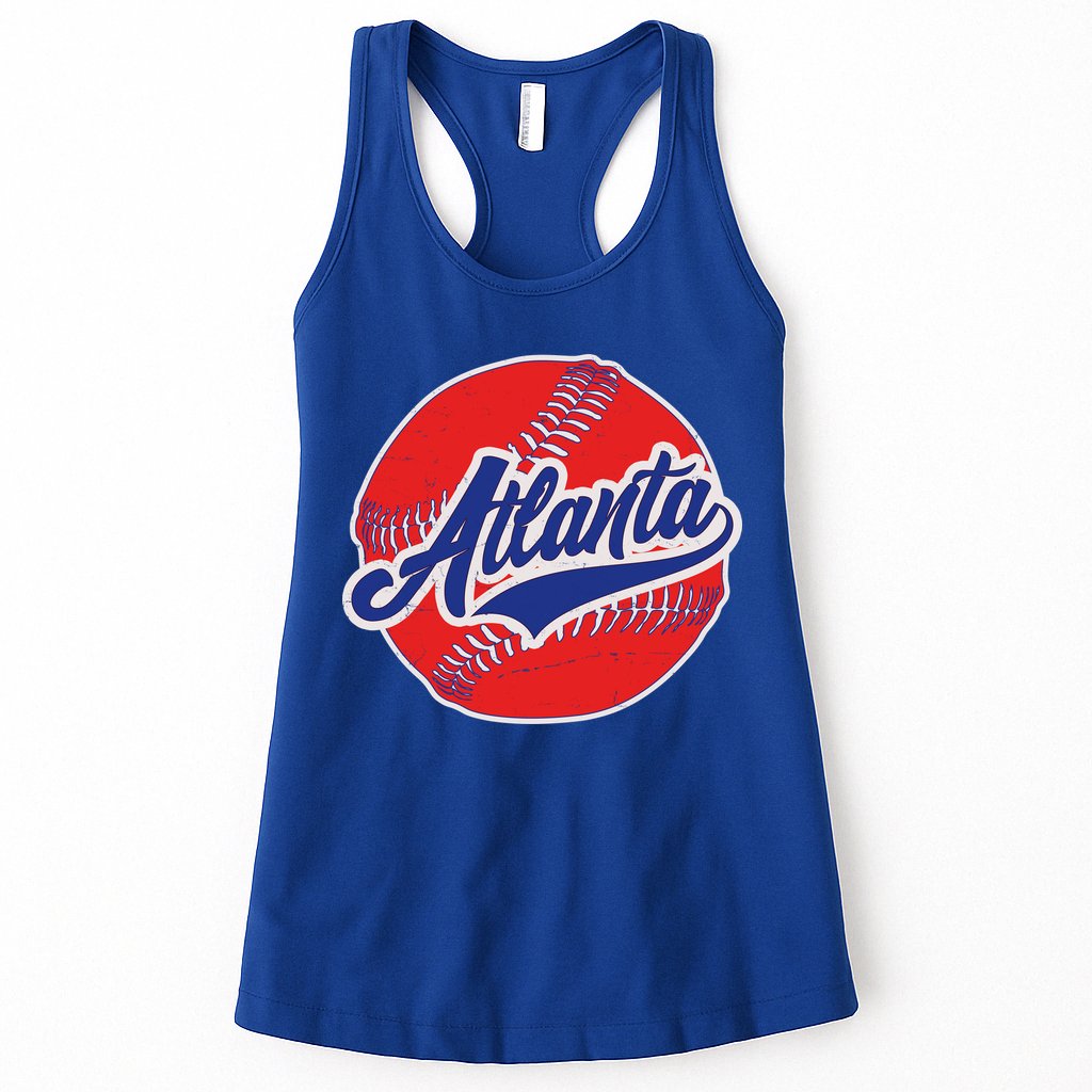Vintage Atlanta Baseball Sports Logo Womens Tank Top
