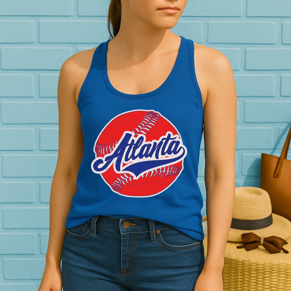 Vintage Atlanta Baseball Sports Logo Womens Tank Top