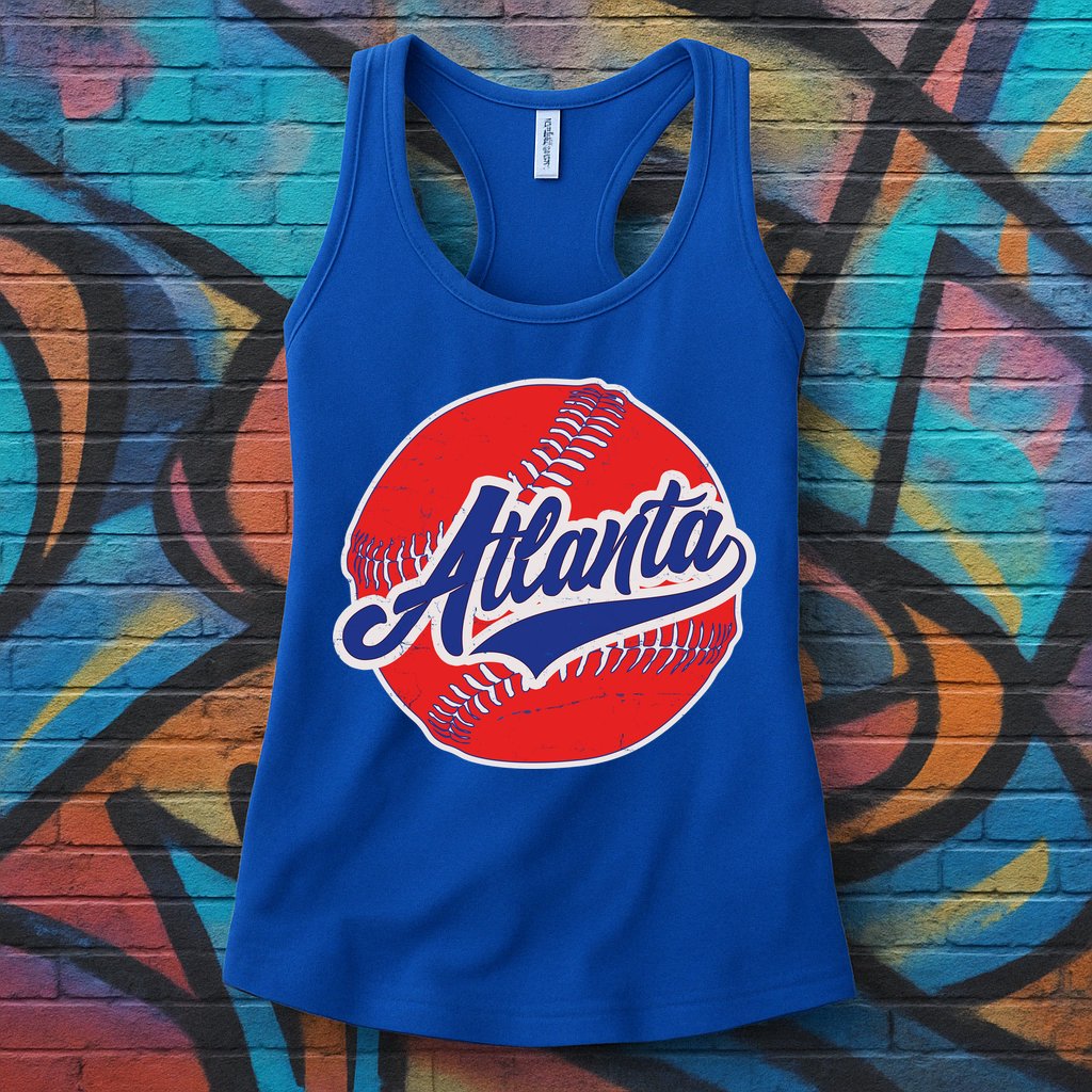 Vintage Atlanta Baseball Sports Logo Womens Tank Top
