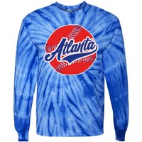 Vintage Atlanta Baseball Sports Logo Tie-Dye Long Sleeve Shirt