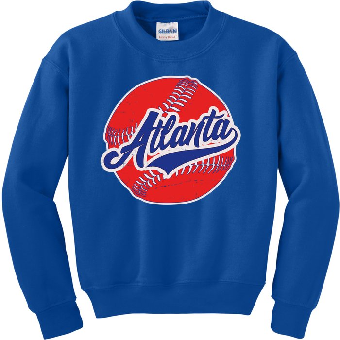 Vintage Atlanta Baseball Sports Logo Kids Sweatshirt