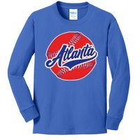 Vintage Atlanta Baseball Sports Logo Kids Long Sleeve Shirt