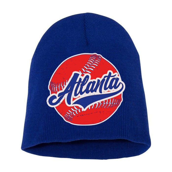 Vintage Atlanta Baseball Sports Logo Short Acrylic Beanie